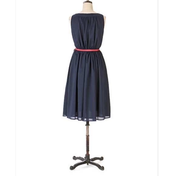 Anthropologie Hero & Leander Silk Cotton Upper Deck Coastal Casual Pleated Dress - Picture 2 of 12